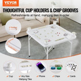 VEVOR Mahjong Table, Square 4 Player Folding Card Table with 4 Cup Holders & 4 Chip Trays, Portable V952-SDMJZBSDMNGPT73ZQV0