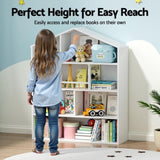 Keezi 4 Tiers Kids Bookshelf Wooden Bookcase Display Storage Organiser Cabinet White FURNI-G-BOOK-HOUSE-WH