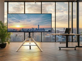 FIN 32-75 Inch Swivel Tripod TV Stand Stable Wooden Legs TV Mount with Marble Shelf V767-U-Z1618
