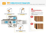 Full Overlay Soft Close Cabinet Hinges Concealed Kitchen Cabinet Hinges, Heavy-Duty Adjustable V1107-994-56443-SLR-10PACK