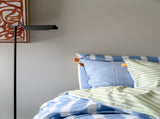 100% Cotton Duvet Quilt Cover Set w/ 2 Pillow Cases in Reversible Blue/Green/White Stripe - Super V563-BLUSTRP_DVT-SUKING