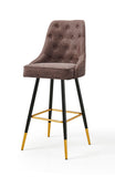 Modern Bar Chair Leather Stool Counter Brown Mid-Century Wood x 2 V541-LKS-015-BROWNPU