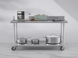 SOGA 120cm Commercial Catering Kitchen Stainless Steel Prep Work Bench Table with Backsplash and WORKBENCHSS8003120CM