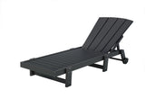 Gardeon Sun Lounge Beach Chair HDPE Adirondack Lounger Patio Outdoor Furniture with Wheels Black FF-LOUNGE-ADHE-BK