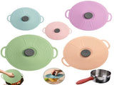 "Universal 5 Piece Silicone Lid Set Microwave Splatter Cover Lid for Food- In Different Sizes V1369-AZ3-W-05219