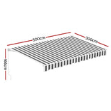 Instahut Retractable Folding Arm Awning Manual Sunshade 5Mx3M Grey White AWN-B-ARM-50X30-GRWH