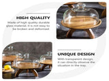 Glass Cake Cover with Round Handle, White Transparent Display Dome for Home Use, Protects and V1369-AZ3-W-18729