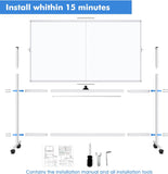 CARLA HOME Double-Sided Magnetic Whiteboard 120x90cm with Wheels, Reversible Design for School, LSB-36222