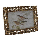 Antique Gold Metal Photoframe w Flowers 18cm V637-19720PFR