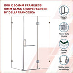 1100 x 900mm Frameless 10mm Glass Shower Screen By Della Francesca V63-830691