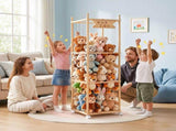 Keezi Stuffed Animal Wooden Toy Holder with Wheels Soft Toy Zoo Cage Stuffy Toy FURNI-Z-TOYCAGE-3T-WD