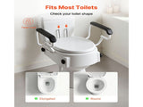 Raised Toilet Seat with Arms, 136.1 kg Load Capacity, 3-Level Adjustable Height, Widened Commode V952-FSSFSJGMTZDDNO6QU001V0
