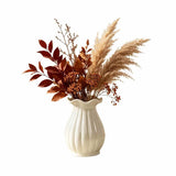 Modern Ribbed Pumpkin Vase, Decorative Fluted Ceramic Vase, Fall Floral Arrangement Centerpiece, V1192-AZ-W-24683