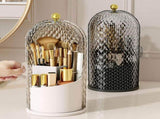 Sliding Lid Toothbrush Organizer with Sliding Lid and Draining Tray, 3-Slot Bathroom Countertop V1366-AZ2-W-11629