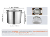 Stainless Steel Stockpot, 42 Quart Large Cooking Pots, Multipurpose Cookware Sauce Pot with Lid & V952-TGFHDB30442QTKOM5V0