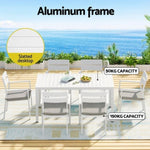 Gardeon Outdoor Dining Set 7 Piece Aluminum Table Chairs Setting White FF-DINING-7CLS-WH-AB