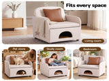 Artiss Armchair PU Leather Pet Accent Lounge Chair Cushion Beige UPHO-J-ARM-PU-BG