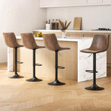 Artiss 4x Bar Stools Vintage Leather Swivel Gas Lift Brown BA-K-0224-BRX4