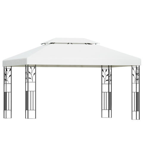 Instahut Gazebo 4x3m Marquee Outdoor Wedding Party Event Tent Home Iron Art Shade White GAZEBO-IR-LE-HF-4X3-WH-AB