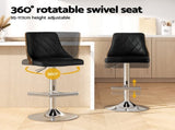 Artiss 4X Bar Stool Wood Swivel Adjustable Kitchen Counter Stool Leather Black BA-TW-T4061-BKX4