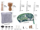 Needle Felting Kit, Needle Felting Starter Kit with Exquisite Green Storage Bag, Wool Roving 18 V1192-AZ-W-3203