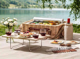 Alfresco 4 Person Insulated Picnic Basket Set with Foldable Wood Table Mat PC-TB-4P-REC