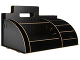Wood Desktop Organizer Innovative Cosmetics Stationery Storage Rack for Home OfficeBlack V1294-YM0721-3117210041011