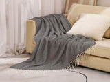 Black Elegant Herringbone Tassel Throw Blanket - Large Acrylic Faux Cashmere Soft Cozy Blanket for V888-ELOSUNG32124