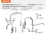 Commercial Faucet with Pre-Rinse Sprayer, 21" Height, 8" Center, 12" Swing Spout, Wall Mount Kitchen V952-BGSYCXSLTBGS9X3ACV0
