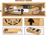 Cable Management Box,Cord Organizer Box,Bamboo Box for fit Desk Computer USB Behind TV Home Hall V1259-DP01-A-5727