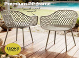 Gardeon 4PC Outdoor Dining Chairs PP Lounge Chair Patio Furniture Garden Coffee ODF-CHAIR-PP130-CO-4X