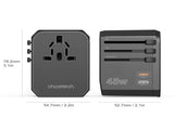 CHOETECH PD6045 GaN Tech 2C2A 45W Travel Adapter with US EU UK AU Plugs Black V28-ELECHOPD6045
