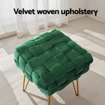 Artiss Ottoman Foot Stool Vanity Woven Velvet Green FS-B-WV01-VEL-GN