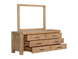 5 Pieces Bedroom Suite in Solid Wood Veneered Acacia Construction Timber Slat King Size Oak Colour V43-BDS-NOW-5PC-TBY-DRS-KOK
