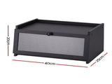 Artiss Bamboo Bread Box Kitchen Countertop Storage Clear Window Shelf 40cm Black BBX-1T-WIN-BK