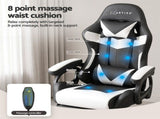 Artiss Gaming Office Chair with 8 Point Message Reline Ergonomic White MOC-L-GC-8P-BK-WH
