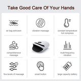 White Portable Electric Hand Massager - USB-C Rechargeable, Airbag Compression, Graphene 42&degC V888-ELOSUNG49959