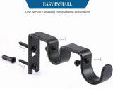 6 Pack Double Curtain Rod Brackets, Heavy Duty Metal Holders for 1 In and 5/8 In Rods, Black V1188-MS-721-230