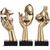 3 Pcs Thinker Statues, Gold and Black Abstract Art Sculpture, Office Decoration, Christmas Gift, New V1237-ZY-715-017