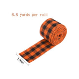 4 Rolls Thanksgiving Fall Wired Ribbon for Craft, 24 Yards Orange Buffalo Plaid Burlap Ribbon for V1366-AZ2-W-13328