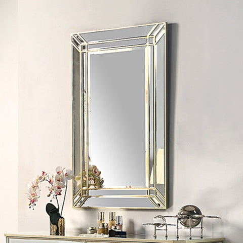 Wall Mirror MDF Construction Rectangular Shape Silver Colour V43-MRR-ANTQ