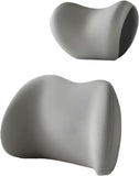 Grey Ergonomic Memory Foam Car Headrest & Lumbar Support Cushion Set - Driving Comfort Neck & Back V888-ELOSUNG27018