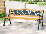 Gardeon Outdoor Garden Bench Seat 126cm Wooden Cast Iron 3 Seater Patio Furniture GB-IR-WOOD-NTL