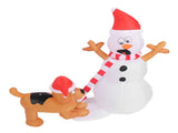 3.6ft Inflatable Snowman with Bite Dog White LED Lights Garden Yard Decorations IP44 Water Resistant V1294-YM0901-3115240075412