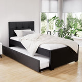 Artiss Bed Frame King Single Size Trundle Daybed Black BFRAME-H-TRUN-KS-BK-ABC