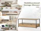 CARLA HOME Coffee Table with 2 Drawers - Open Shelf - Brown - Rustic - Steel - Living Room Bedroom V178-36449