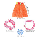 6Sets Hawaii Hula Skirt and Gar Party Costume with Assorted Color Straw Skirts V1370-AZ4-18388