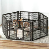 i.Pet Dog Playpen Enclosure 6 Panel Pet Fence Plastic Play Pen PET-DOGPLAYPEN-PL-6-BR