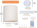 Battery Operated Wall Lights Indoor with Remote, Wireless LED Wall Lights with Fabric Shade, 12 V1171-CX-WL-BO-2