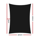 Instahut Shade Sail 4x6m Rectangle 280GSM 98% Black Shade Cloth SAIL-H-4X6-C-BK